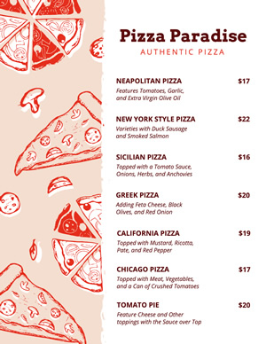 Pizza Menu design