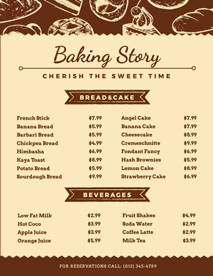 Bakery Menu design